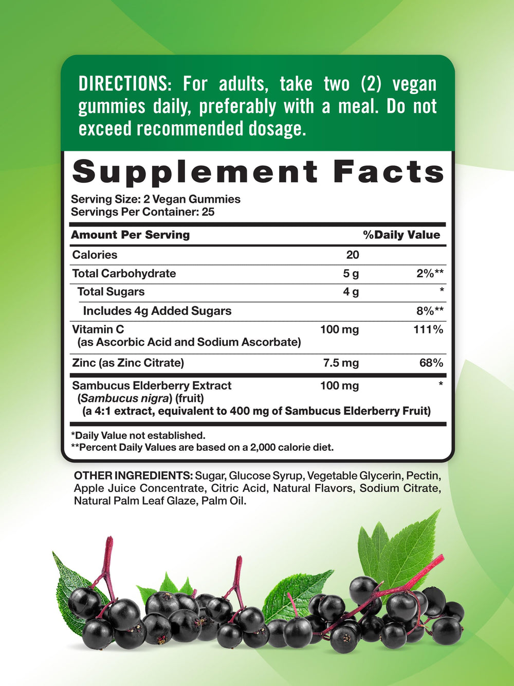 Berry-flavored Nature's Truth Black Elderberry Gummies serving