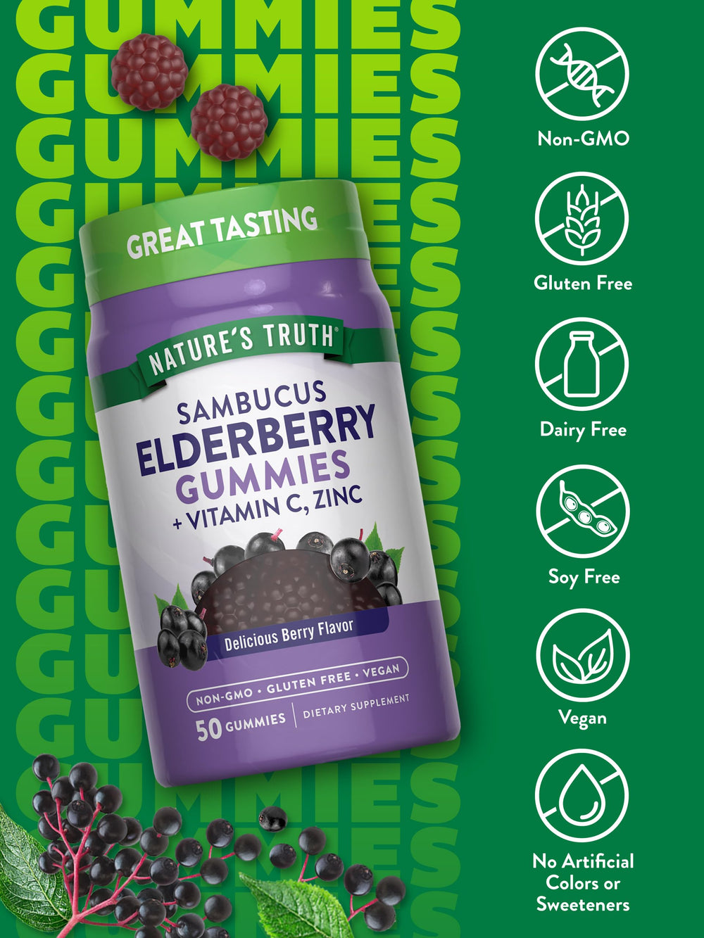 Close-up of another berry-flavored elderberry gummy