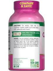 Supplement facts panel on bottle
