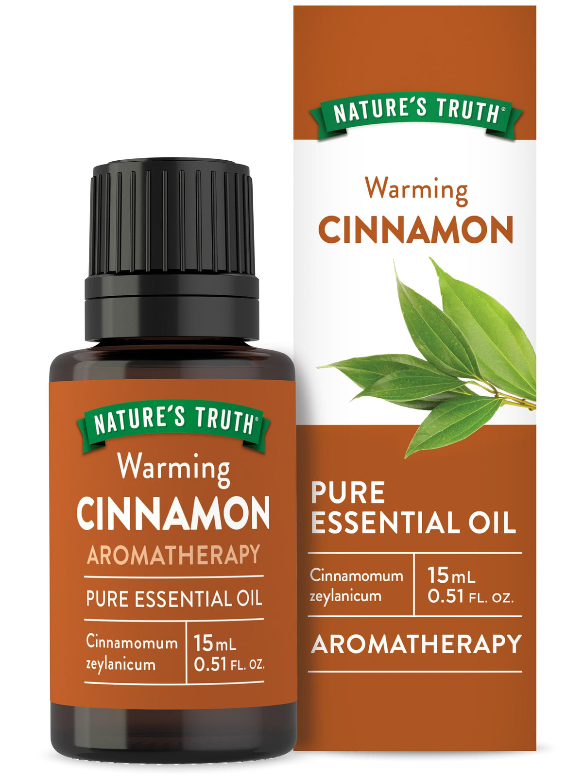 Nature's Truth Cinnamon Essential Oil bottle with 15 mL label