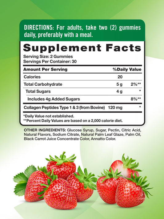 Close-up of strawberry-flavored collagen peptide gummies