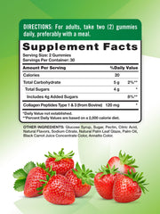 Close-up of strawberry-flavored collagen peptide gummies