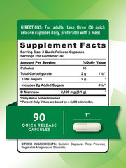 Nature's Truth D-Mannose Capsules bottle back label