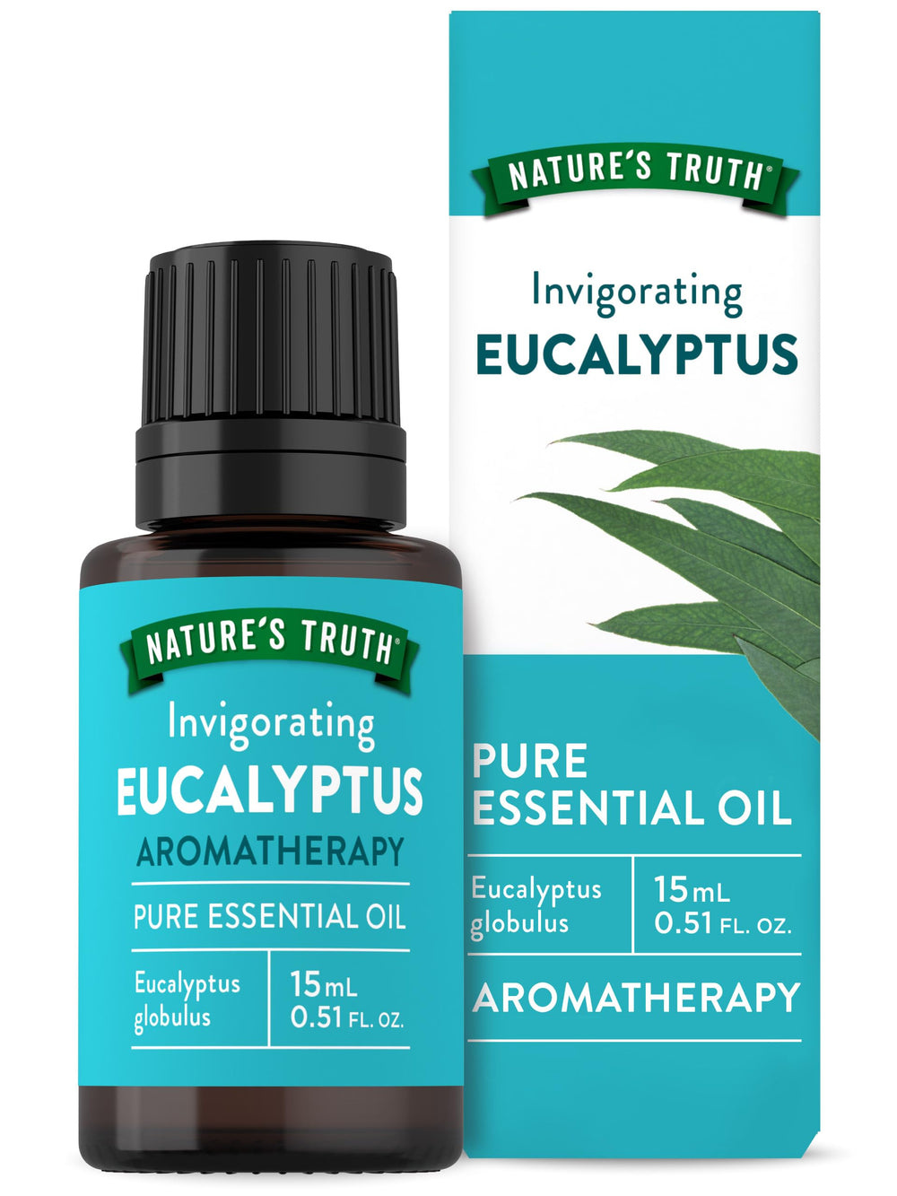 Nature's Truth Eucalyptus Essential Oil 15 mL bottle on white background