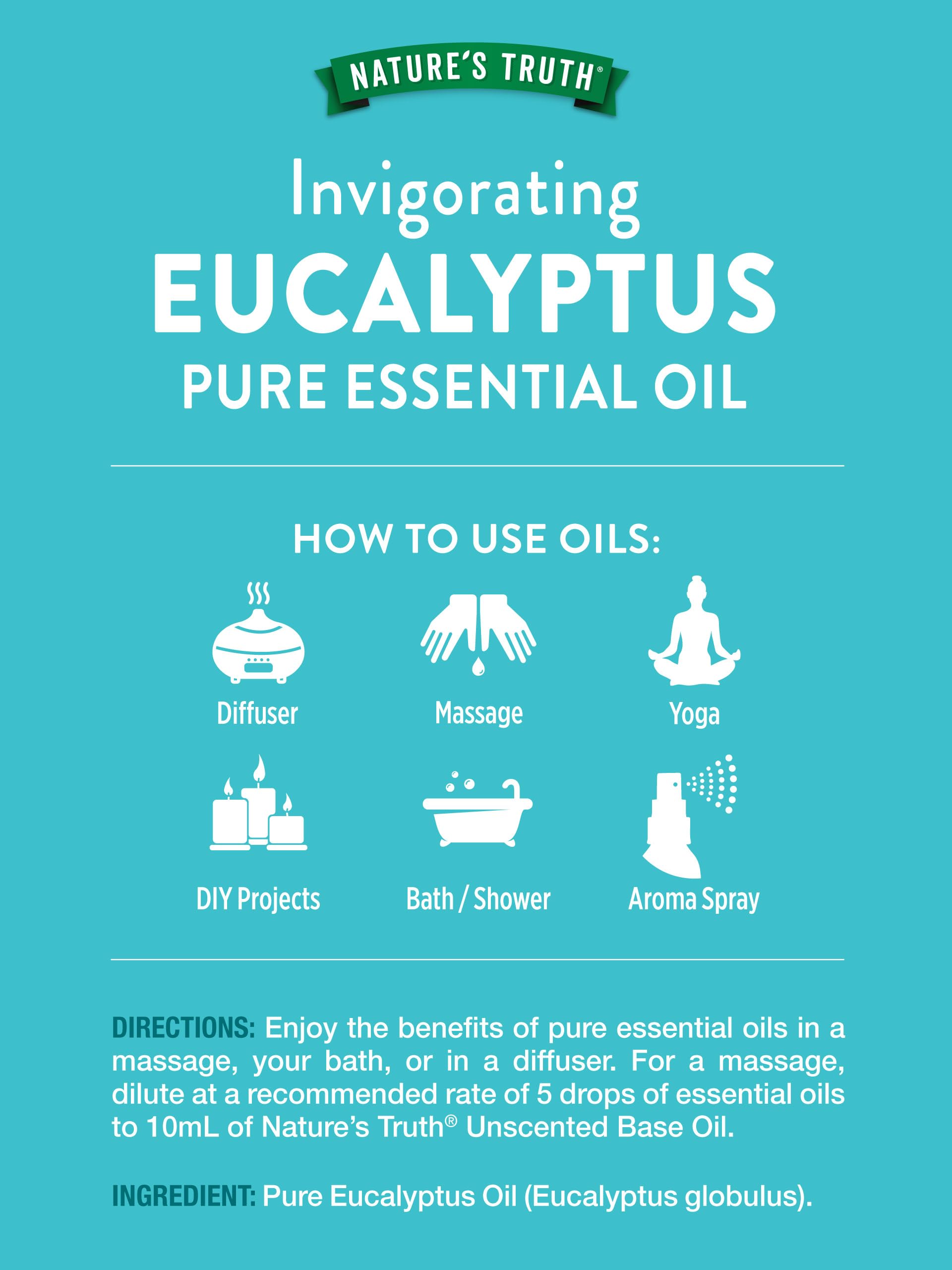 Close-up of Eucalyptus Essential Oil bottle label