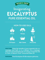 Close-up of Eucalyptus Essential Oil bottle label