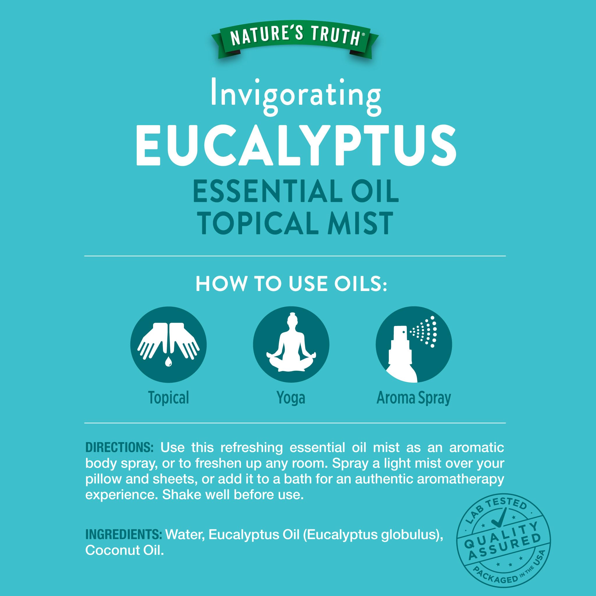 Close-up of eucalyptus mist spray bottle label
