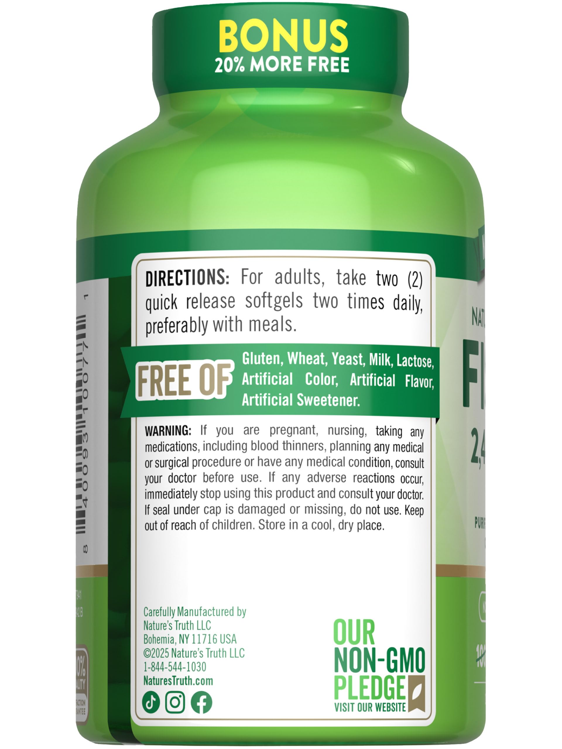 Supplement facts and ingredients label