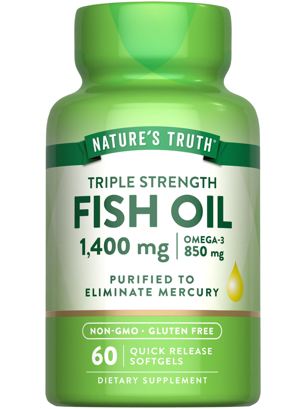 Nature's Truth Fish Oil Softgel bottle - 1400 mg per serving, 60-count