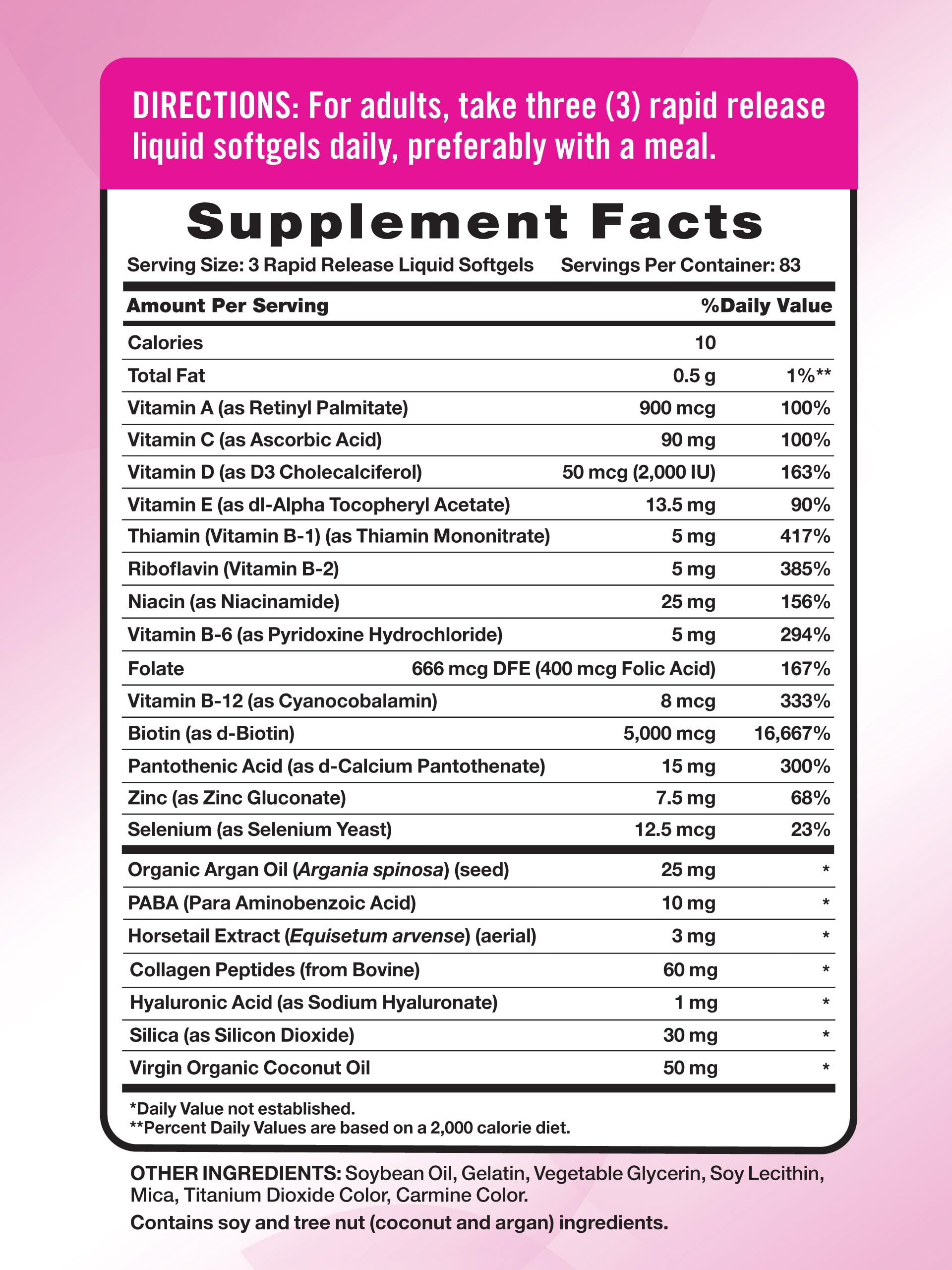 Bottle label for Nature's Truth Hair Skin & Nails