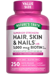 Nature's Truth Hair Skin & Nails softgels bottle and label