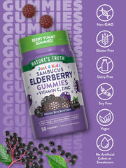 Kids Elderberry Gummies packaging with vegan and Non-GMO branding
