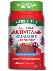 Bottle of Nature's Truth Kids Multivitamin Gummies with Probiotics in Berry Punch