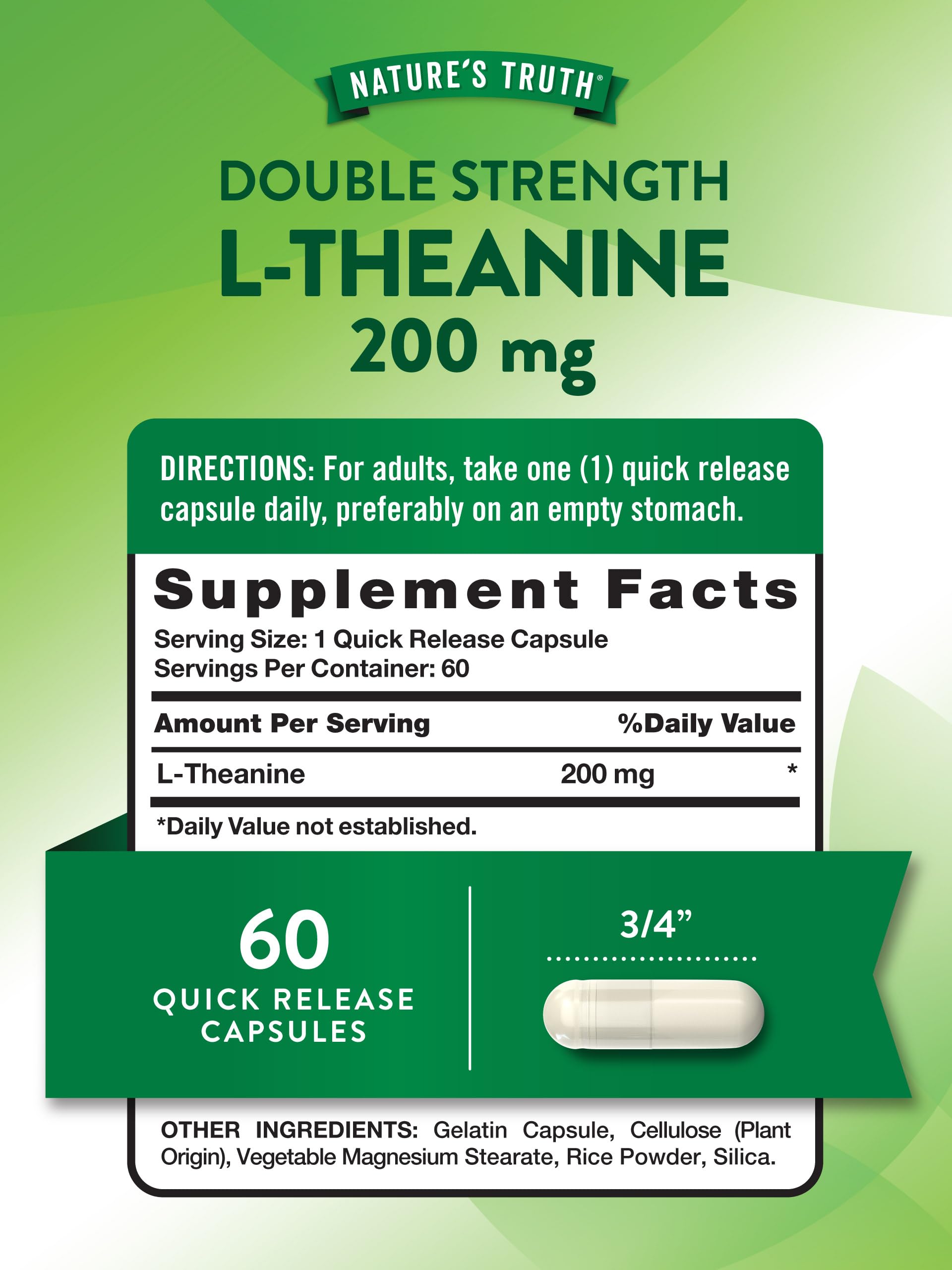 L-Theanine 200 mg supplement facts panel