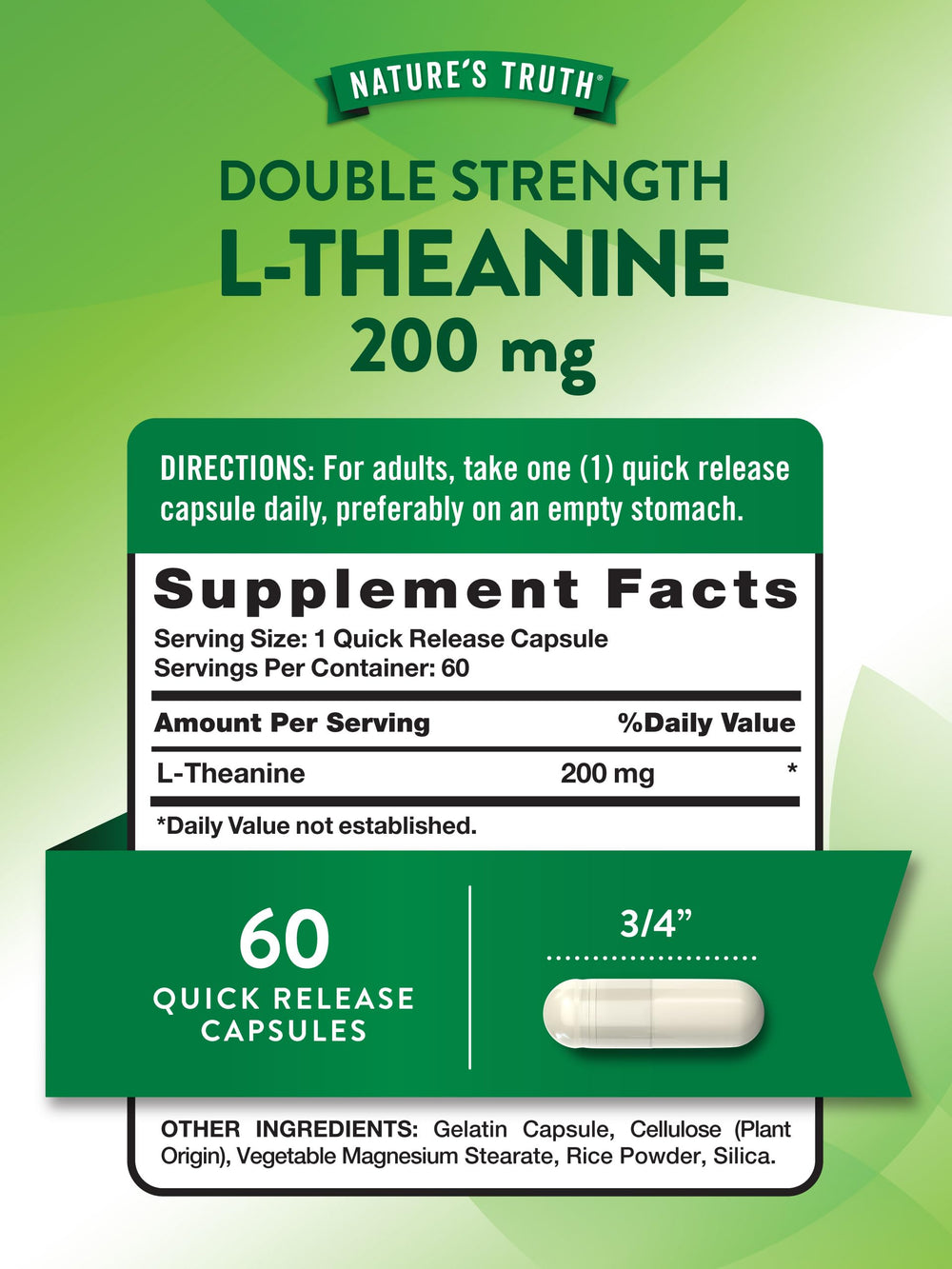L-Theanine 200 mg supplement facts panel