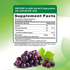 Close-up of ingredients for Nature's Truth magnesium glycinate gummies