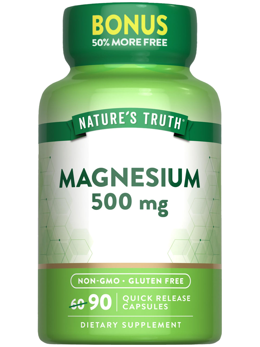 Nature's Truth magnesium oxide 500mg capsules bottle - 90 count (hero image)