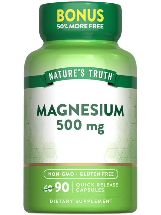 Nature's Truth magnesium oxide 500mg capsules bottle - 90 count (hero image)