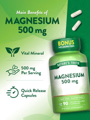 Label close-up showing magnesium oxide 500mg details
