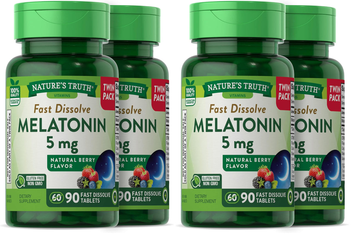 Nature's Truth Melatonin 5 mg berry flavor fast-dissolve tablets twin pack image