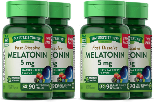 Nature's Truth Melatonin 5 mg berry flavor fast-dissolve tablets twin pack image