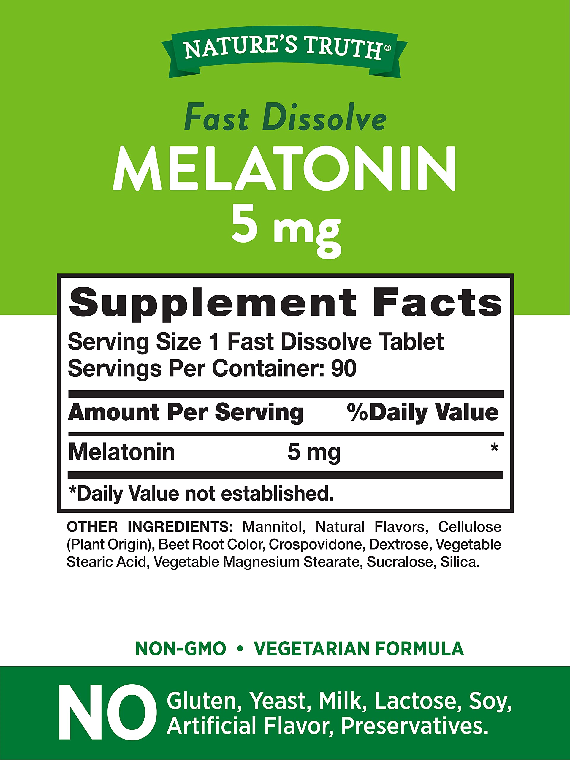 Close-up of melatonin 5 mg fast-dissolve tablets with berry flavor