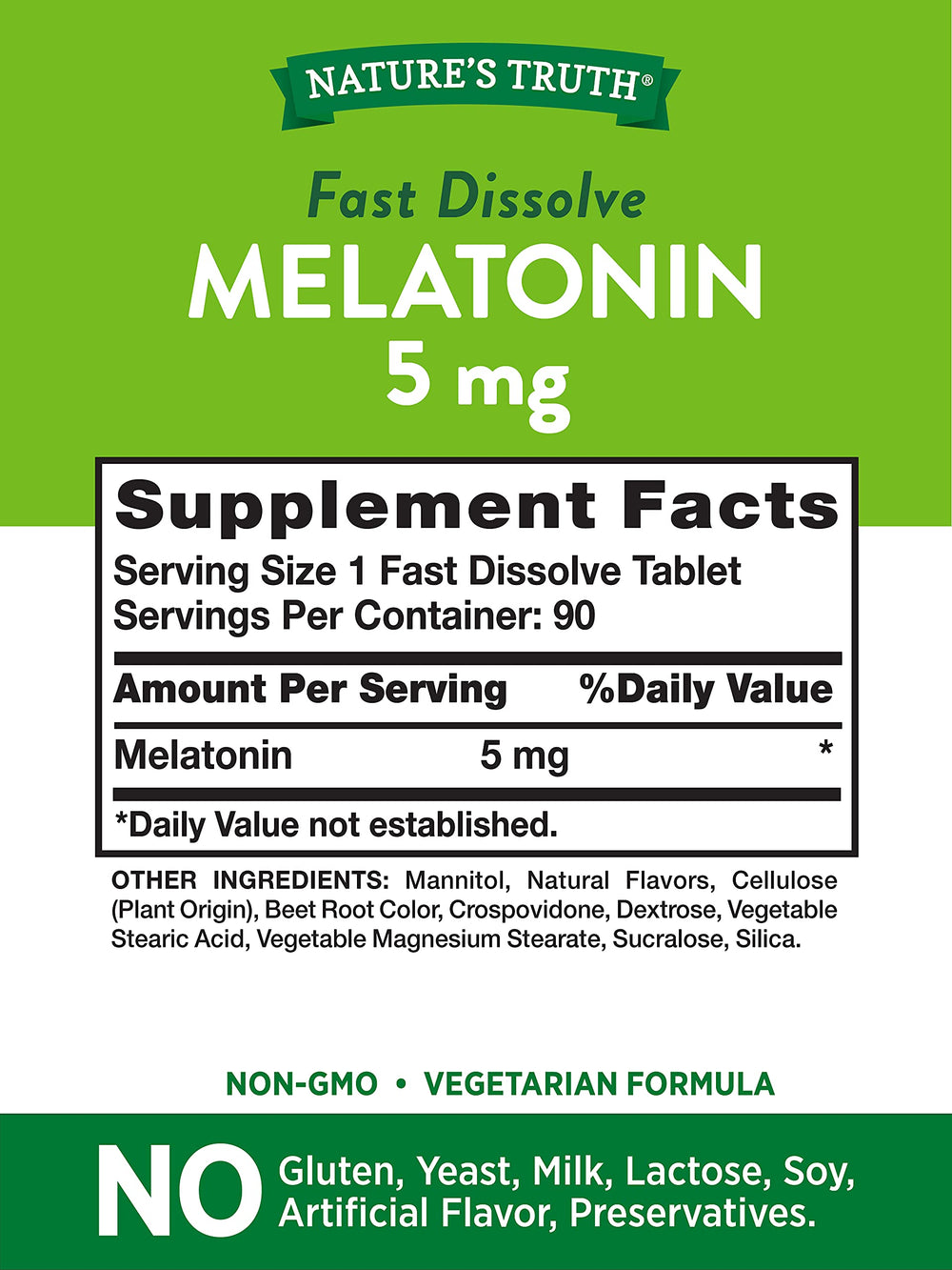 Close-up of melatonin 5 mg fast-dissolve tablets with berry flavor