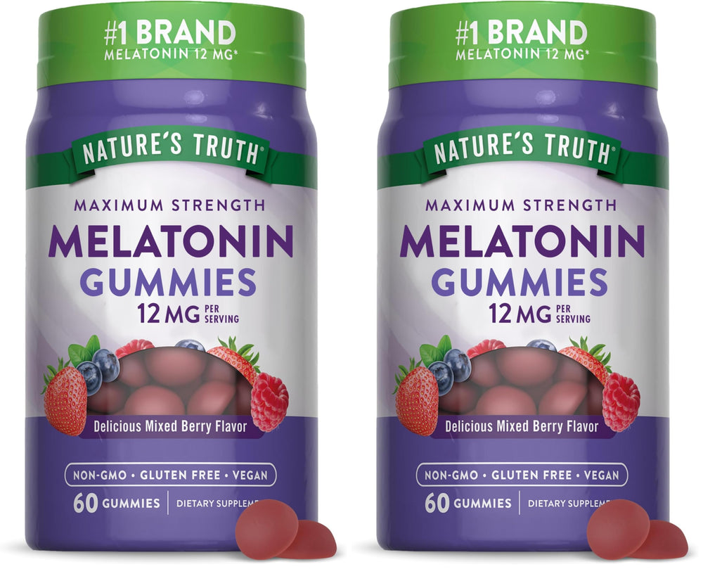 Front view of Nature's Truth Melatonin Gummies 12mg mixed berry