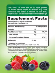 Back view of Nature's Truth Melatonin Gummies 12mg Mixed Berry Pack 2