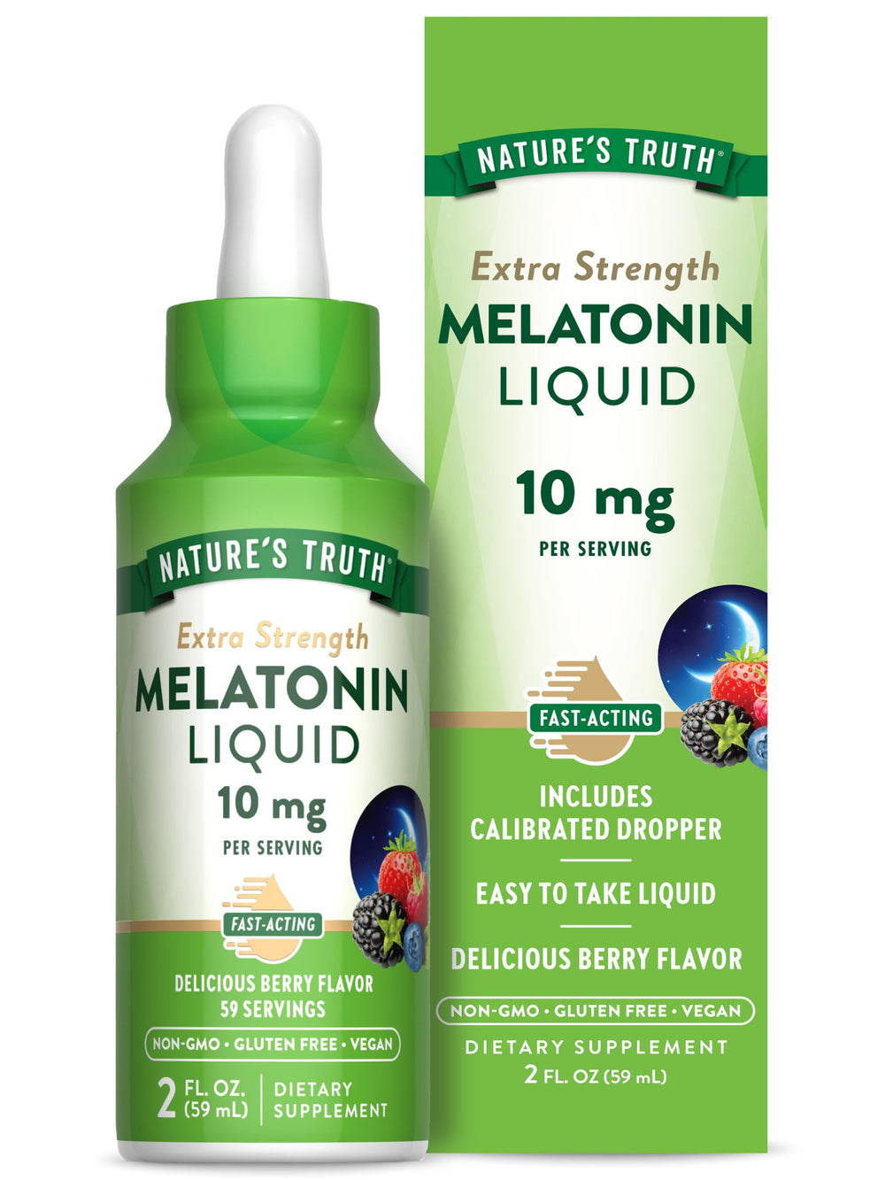 Nature's Truth Melatonin Liquid 10 mg bottle with berry flavor