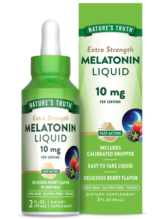 Nature's Truth Melatonin Liquid 10 mg bottle with berry flavor