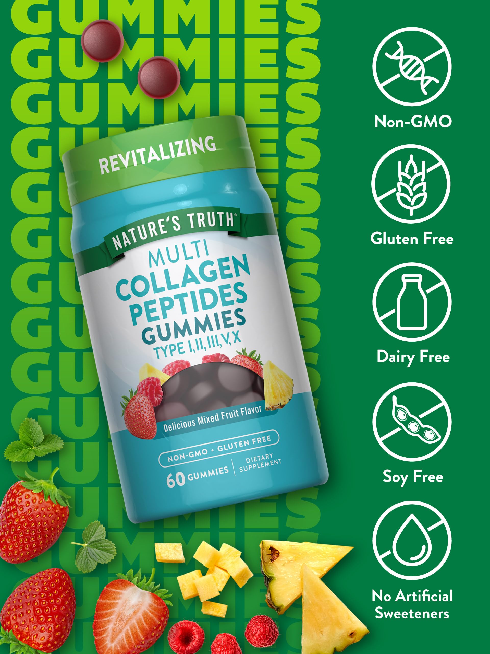 Close-up of mixed fruit flavor gummies