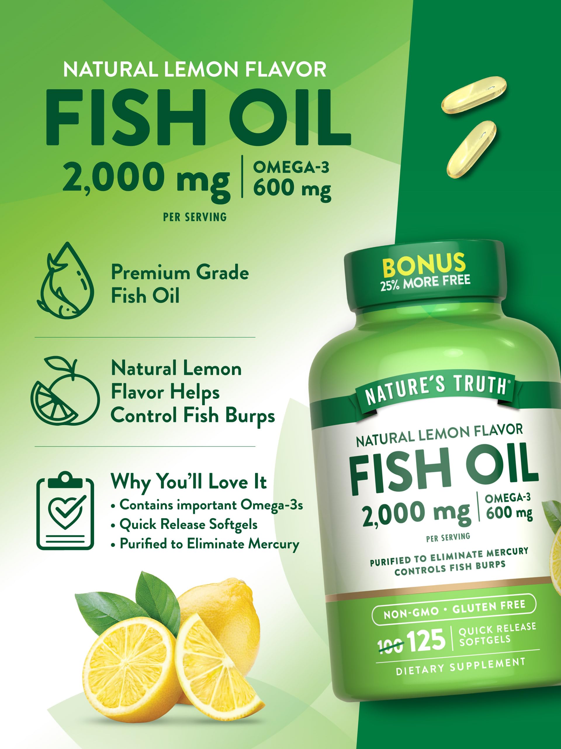 Nutrition facts panel showing omega-3 content on bottle