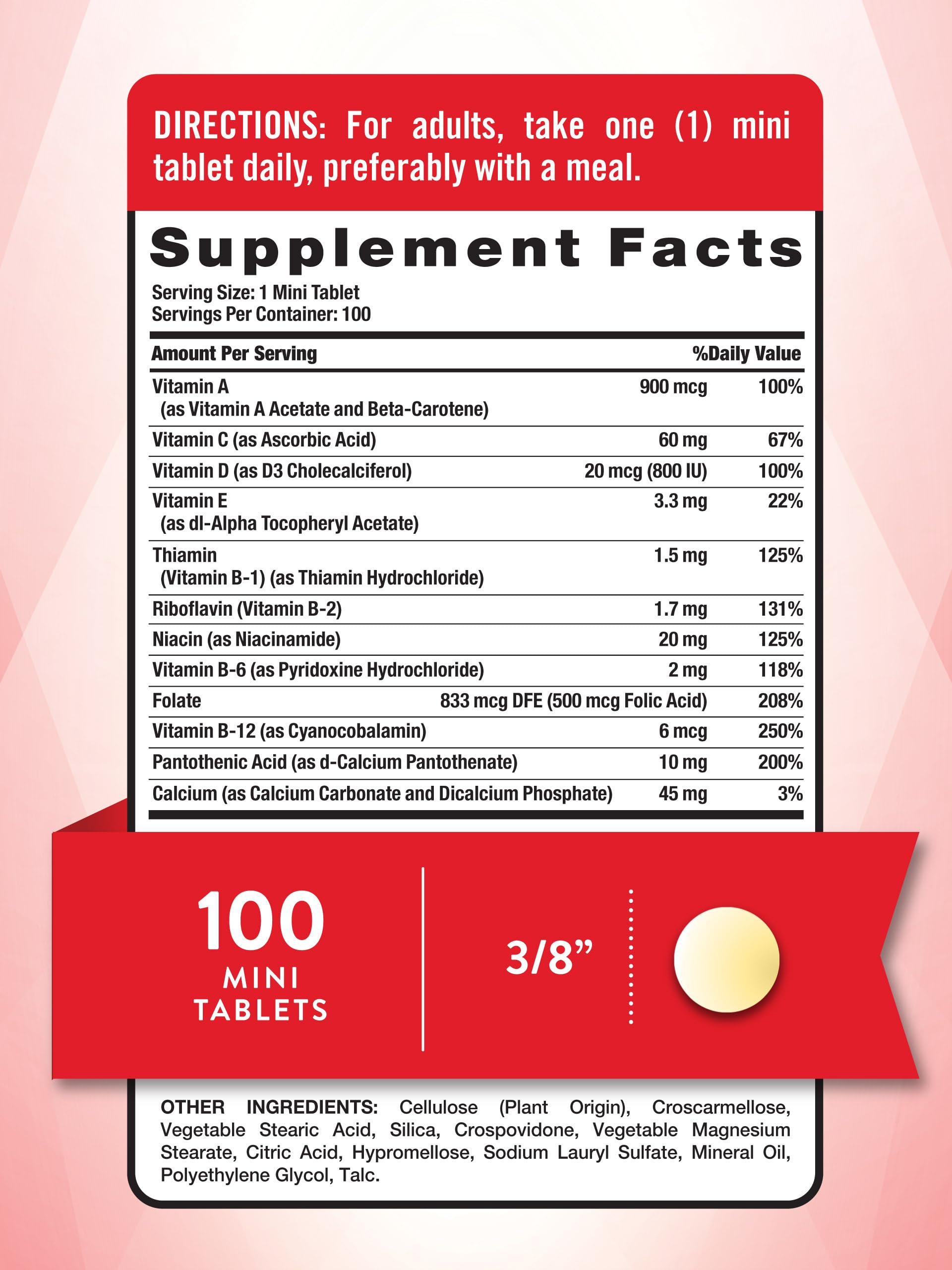 Back label of Nature's Truth One Daily Multivitamin bottle