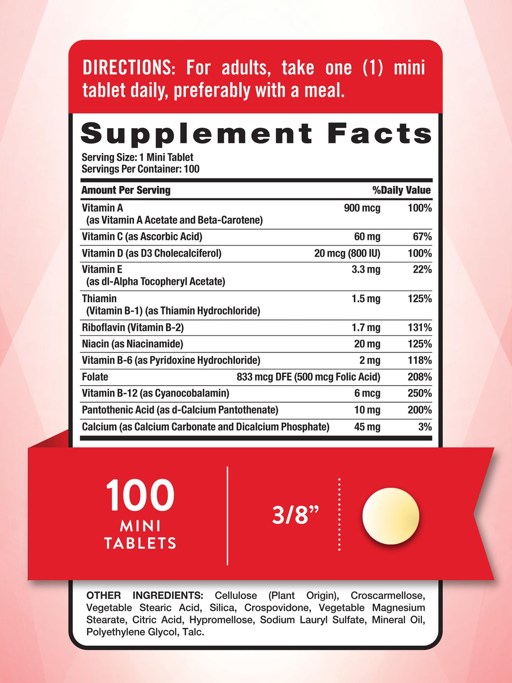 Back label of Nature's Truth One Daily Multivitamin bottle