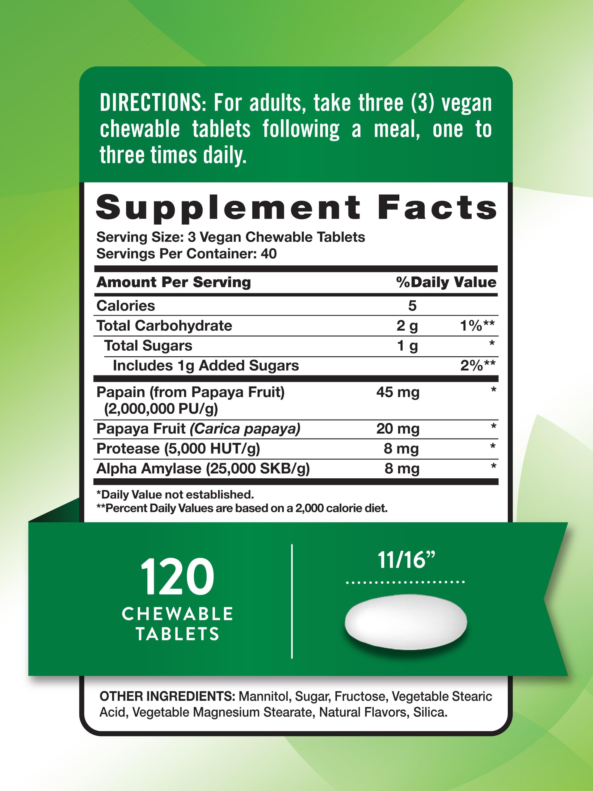 Instructions showing how to take the chewable tablets