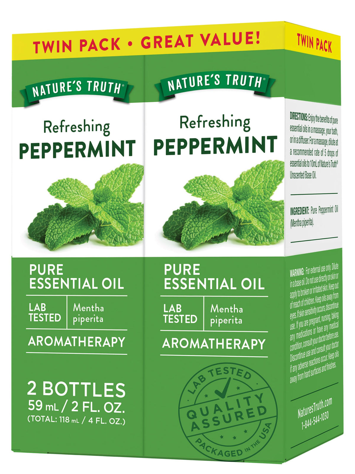 Nature's Truth Peppermint Essential Oil 2 oz twin pack - front view