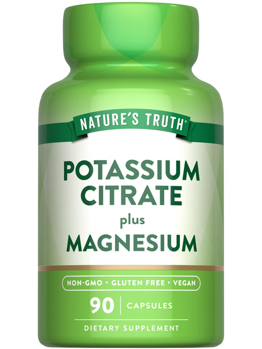 Bottle of Nature's Truth Potassium Citrate + Magnesium Capsules – 90 count