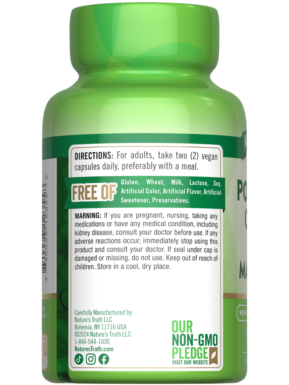 Close-up of Nature's Truth label on potassium citrate magnesium capsules