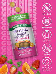 Non-GMO and gluten-free label on Nature's Truth prenatal gummies