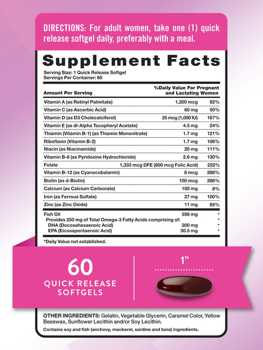 Close-up of Nature's Truth Prenatal Vitamins label