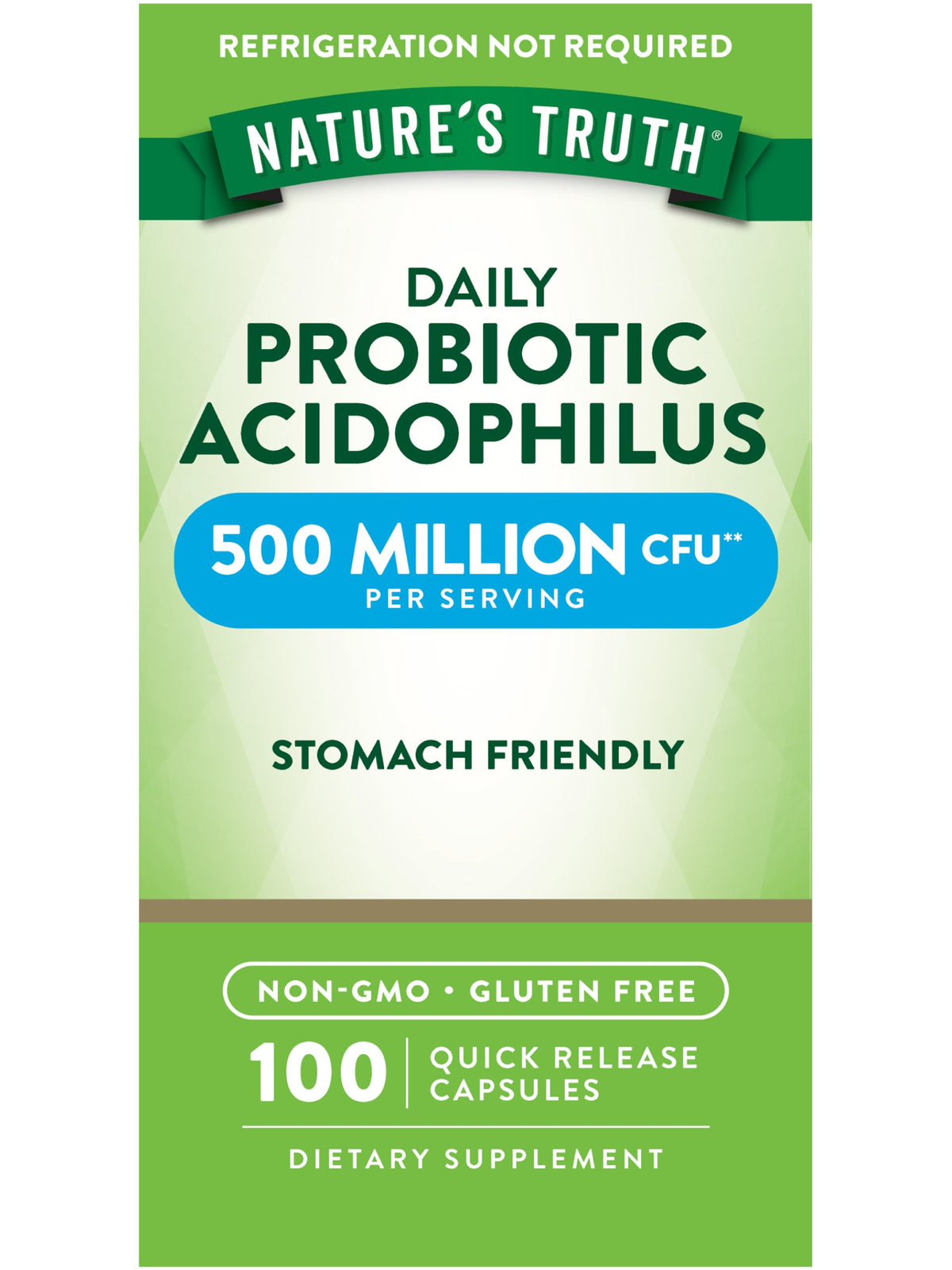 Front view of Nature's Truth Probiotics bottle for men and women