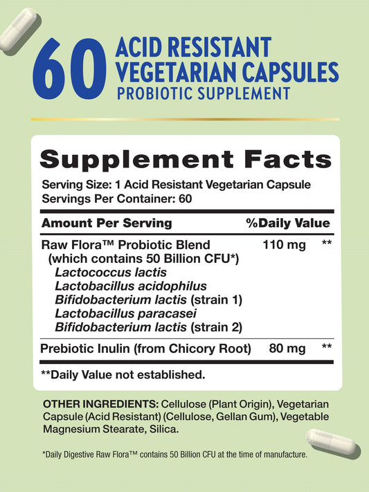 Raw Flora Probiotic with five live probiotic strains