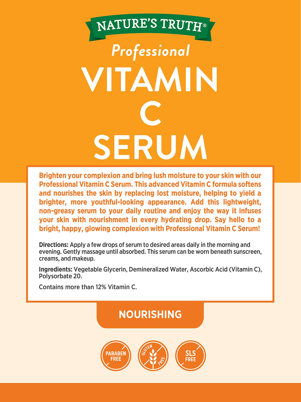 Dropper dispensing Vitamin C Serum, bottle in frame
