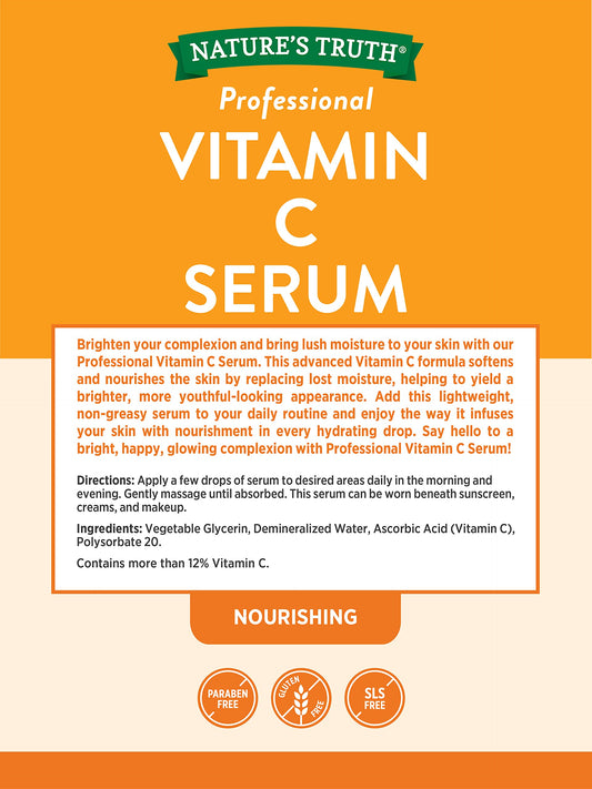 Dropper dispensing Vitamin C Serum, bottle in frame