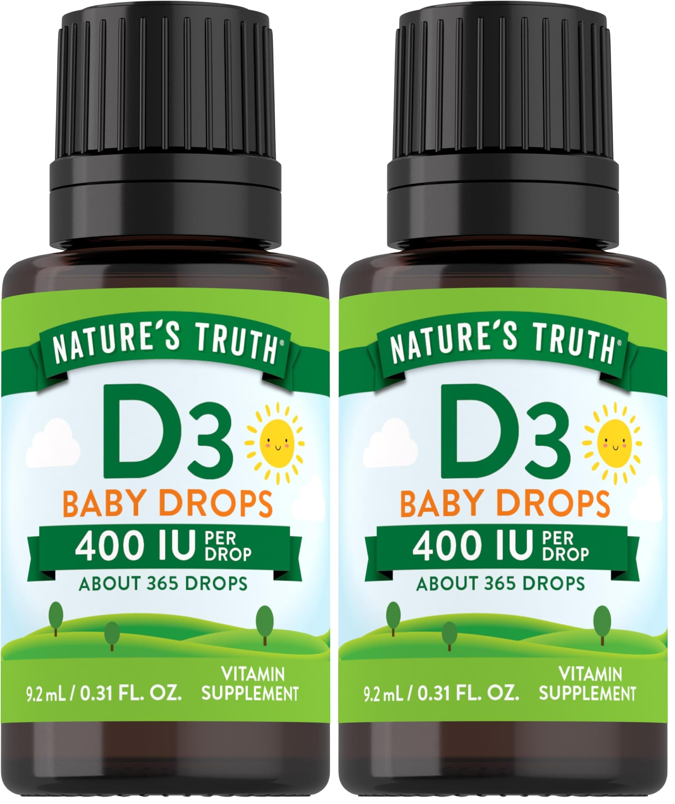 Bottle of Nature's Truth Vitamin D Drops for Infants with 9.2 mL size