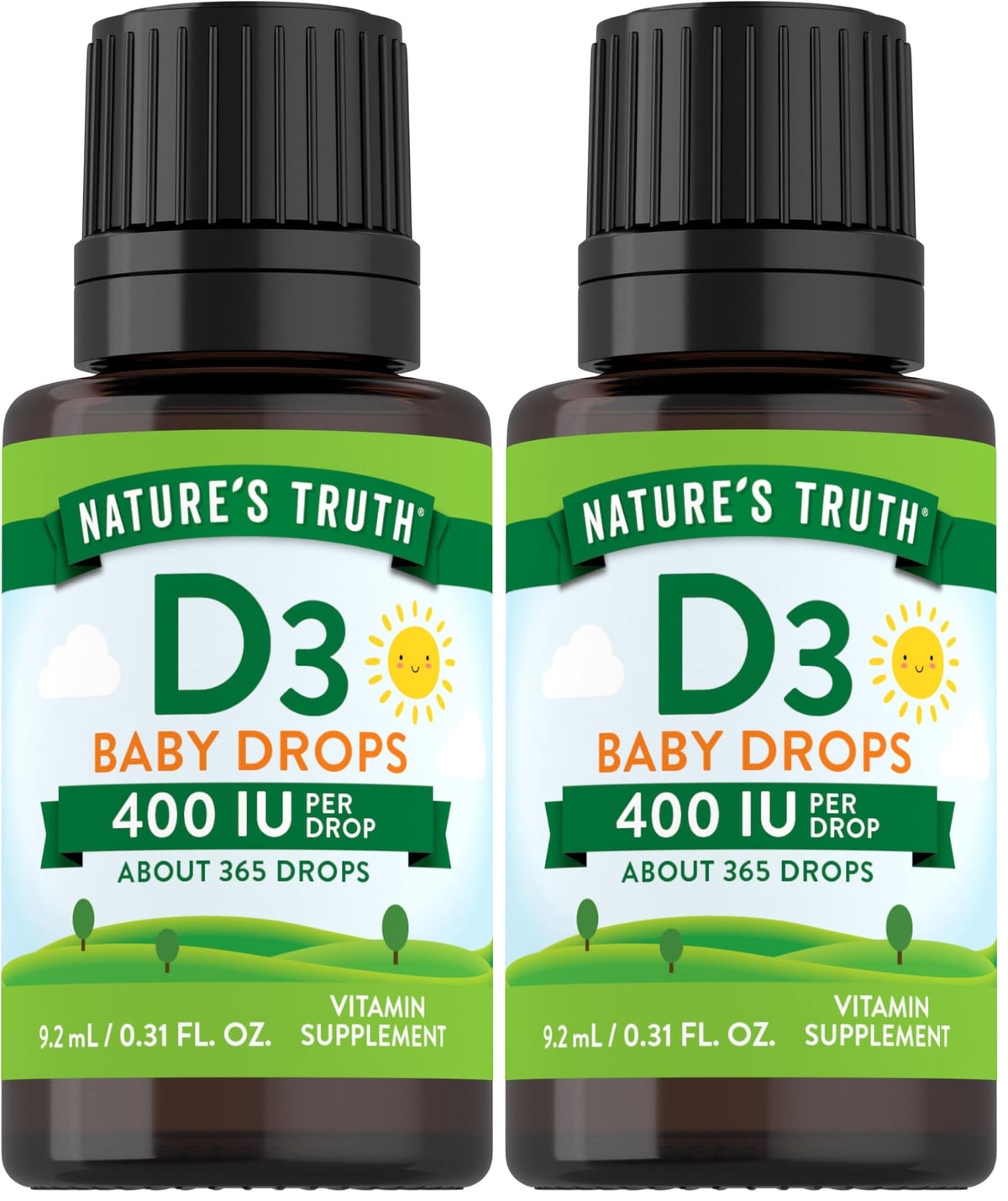 Bottle of Nature's Truth Vitamin D Drops for Infants with 9.2 mL size