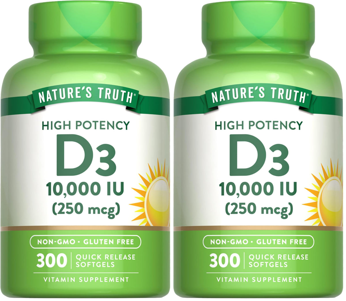 Nature's Truth Vitamin D3 10000 IU softgels bottle front view