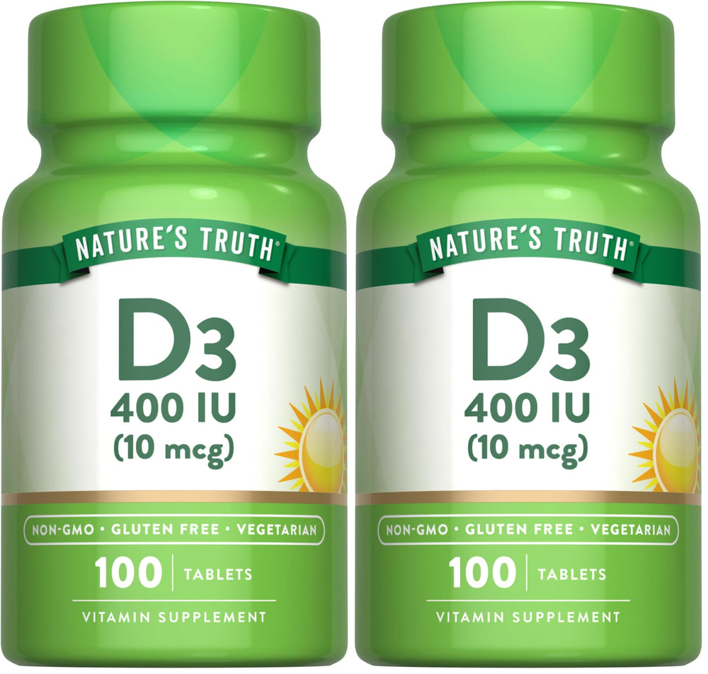 Nature's Truth Vitamin D3 400 IU bottle - front view (pack of 2)