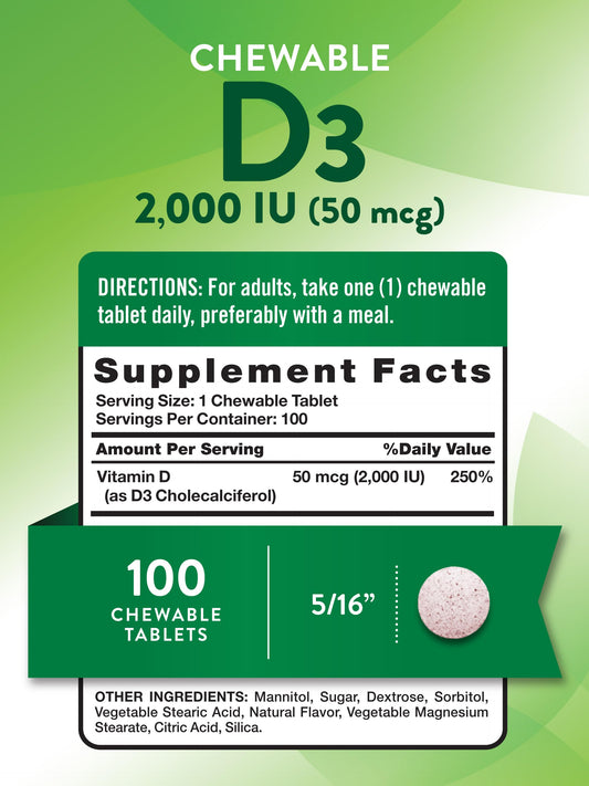 Vitamin D3 Berry Chewables packaging label